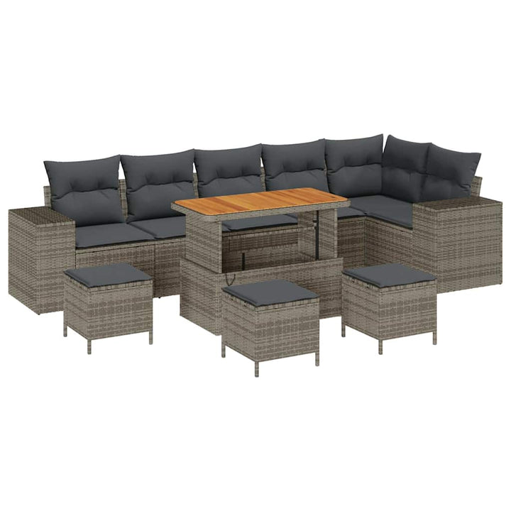 Havesofa Sæt 10 stk. Grå polyrattan