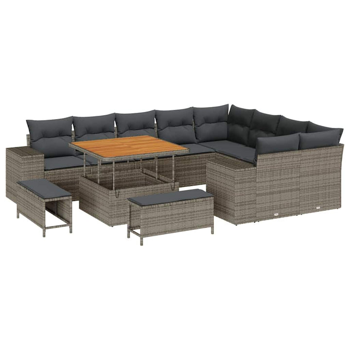 Havesofa Sæt 12 stk. Grå polyrattan