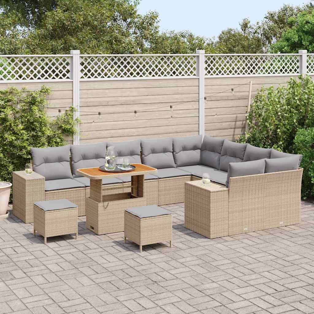Havesofa Sæt 12 stk. Beige polyrattan
