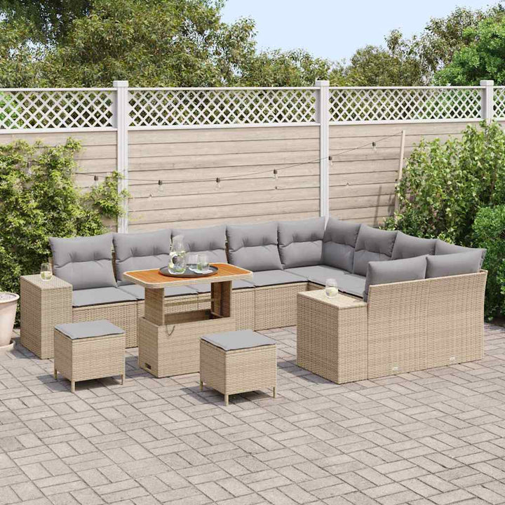 Havesofa Sæt med pude 12 pcs Beige polyrattan
