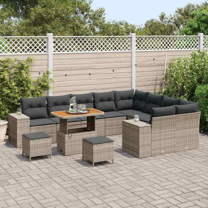Havesofa Sæt med pude 12 pcs Grå polyrattan