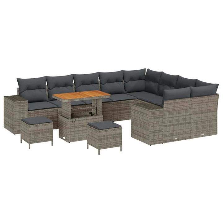 Havesofa Sæt med pude 12 pcs Grå polyrattan
