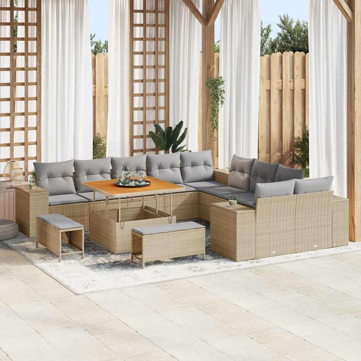 Havesofa Sæt 13 stk. Beige polyrattan