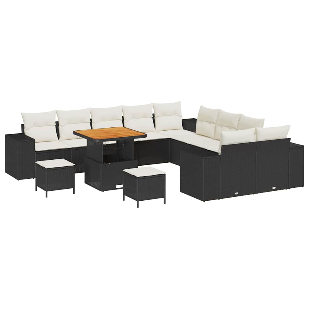 Havesofa Sæt 13 stk. Sort polyrattan