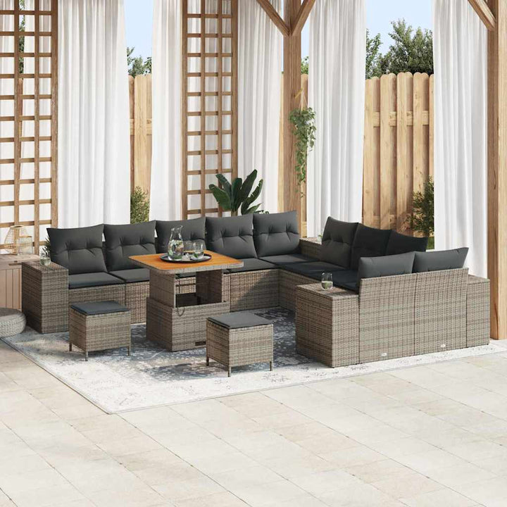 Havesofa Sæt med pude 13 pcs Grå polyrattan