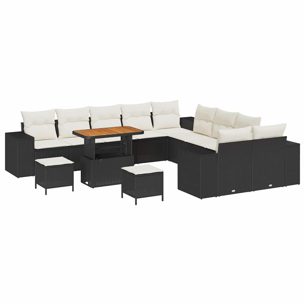 Havesofa Sæt 13 stk. Sort polyrattan