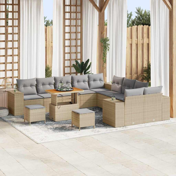 Havesofa Sæt med pude 13 pcs Beige polyrattan