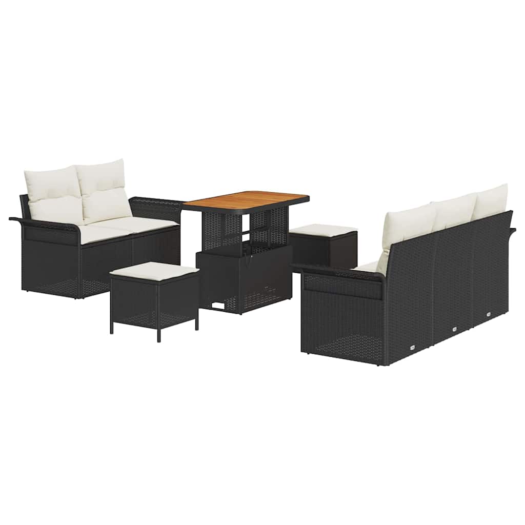 Havesofa Sæt 8 stk. Sort polyrattan