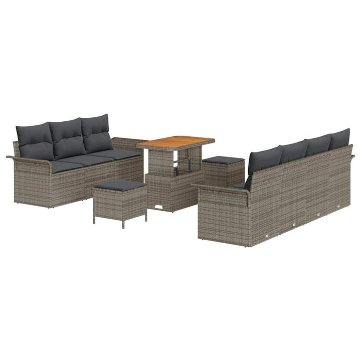 Havesofa Sæt med pude 10 pcs Grå polyrattan