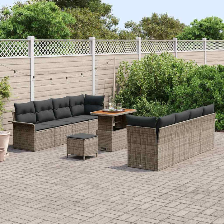 Havesofa Sæt med pude 11 pcs Grå polyrattan