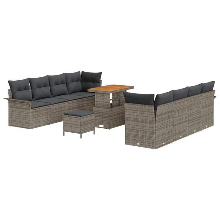 Havesofa Sæt med pude 11 pcs Grå polyrattan