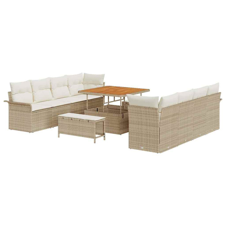 Havesofa Sæt 11 stk. Beige polyrattan