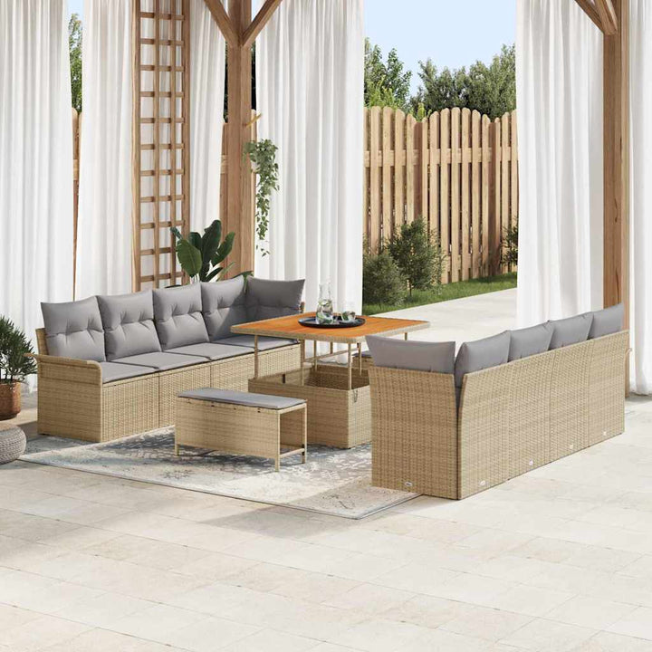 Havesofa Sæt 11 stk. Beige polyrattan