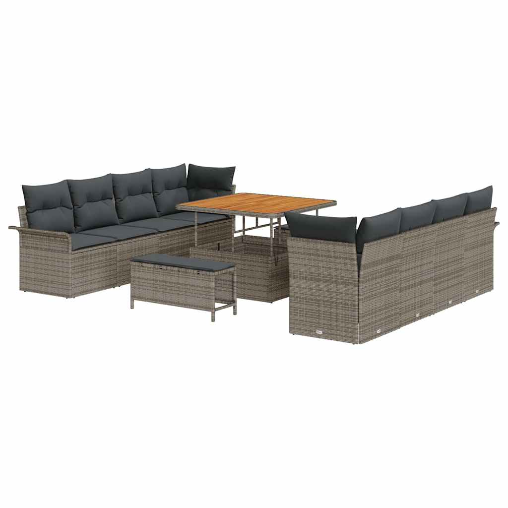 Havesofa Sæt 11 stk. Grå polyrattan