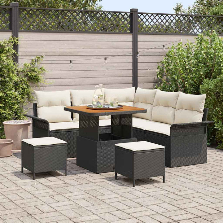 Havesofa Sæt 8 stk. Sort polyrattan