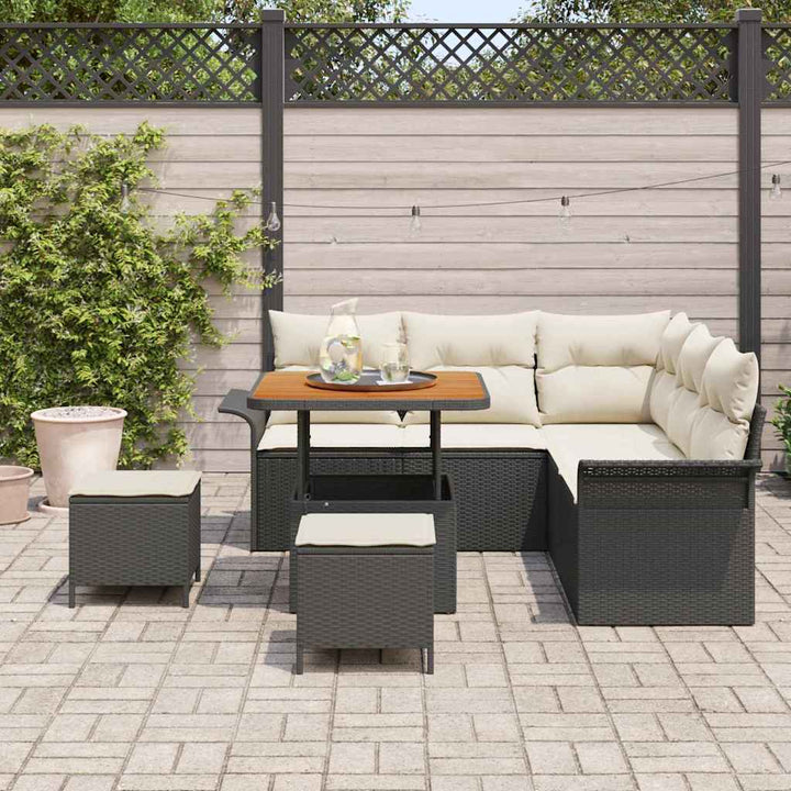 Havesofa Sæt 8 stk. Sort polyrattan