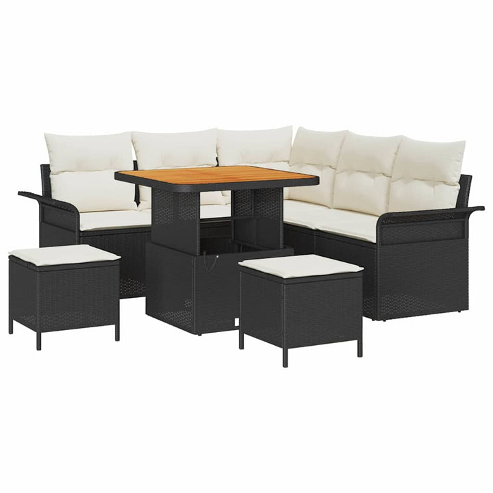 Havesofa Sæt 8 stk. Sort polyrattan