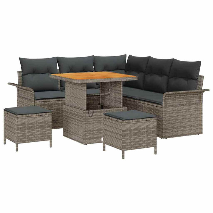 Havesofa Sæt med pude 8 pcs Grå polyrattan