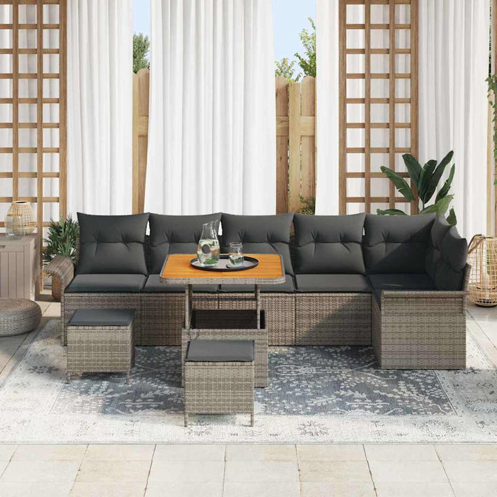 Havesofa Sæt 9 stk. Grå polyrattan