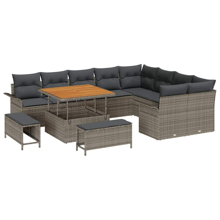 Havesofa Sæt 12 stk. Grå polyrattan