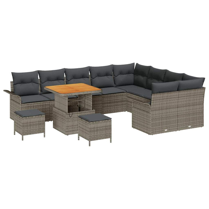 Havesofa Sæt med pude 12 pcs Grå polyrattan