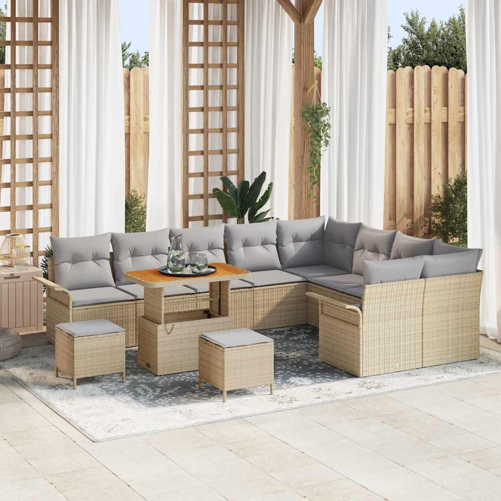 Havesofa Sæt 12 stk. Beige polyrattan