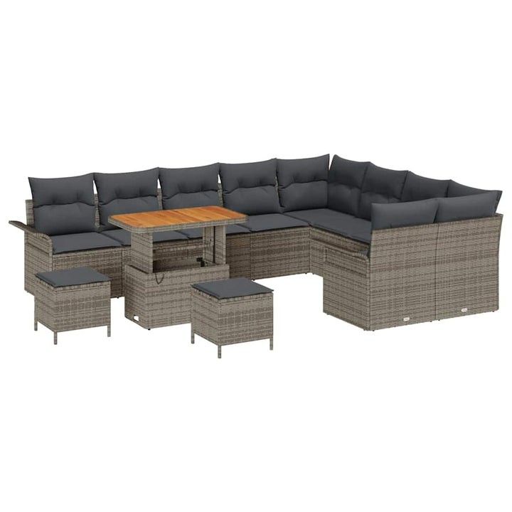 Havesofa Sæt med pude 12 pcs Grå polyrattan