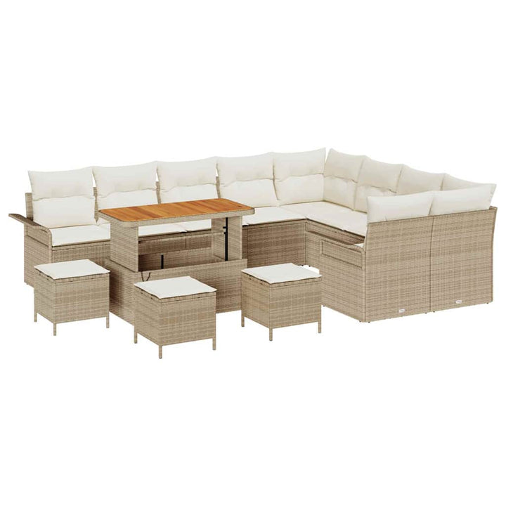 Havesofa Sæt med pude 13 pcs Beige polyrattan