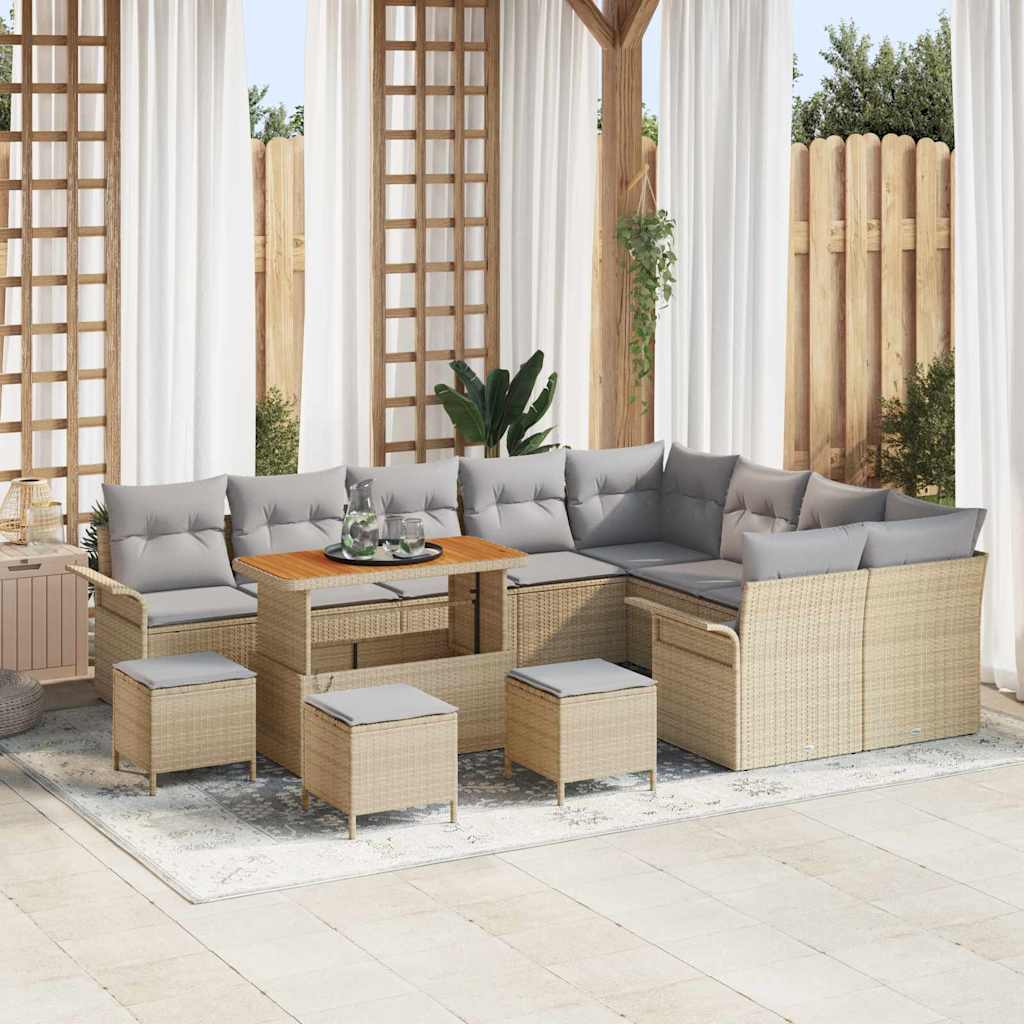 Havesofa Sæt 13 stk. Beige polyrattan