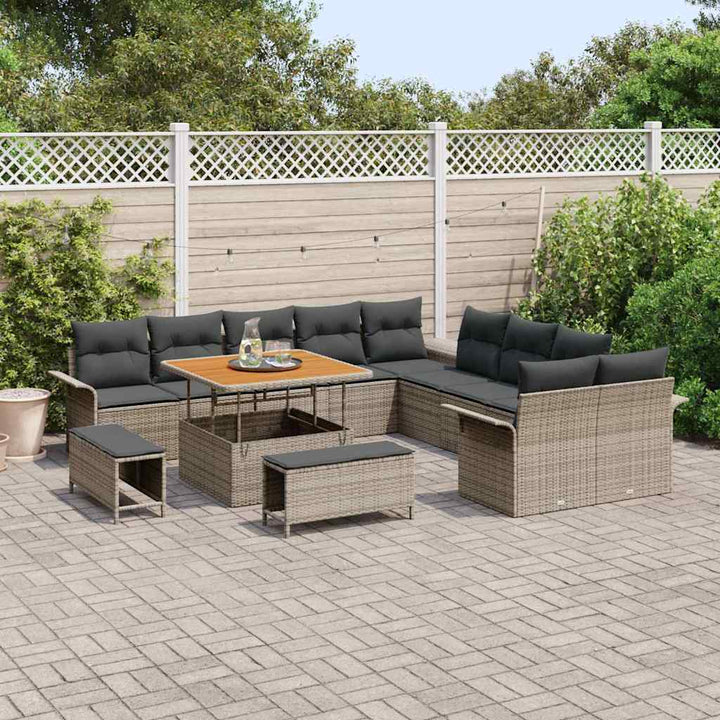 Havesofa Sæt med pude 13 pcs Grå polyrattan
