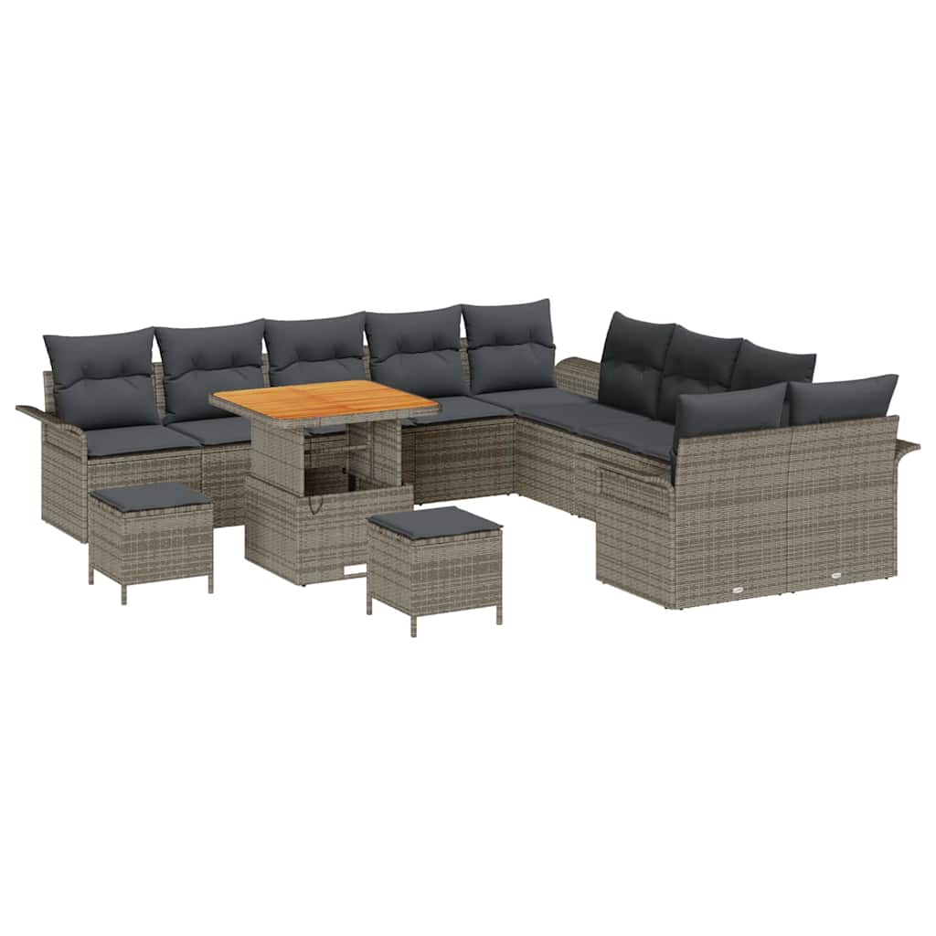 Havesofa Sæt med pude 13 pcs Grå polyrattan