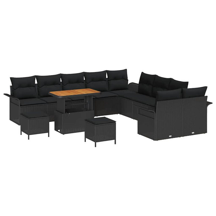 Havesofa Sæt 13 stk. Sort polyrattan
