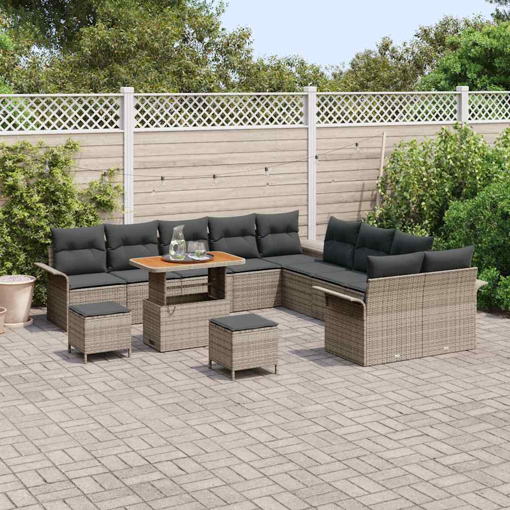 Havesofa Sæt med pude 13 pcs Grå polyrattan