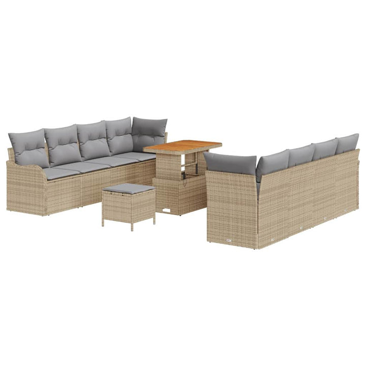 Havesofa Sæt 11 stk. Beige polyrattan