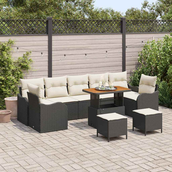 Havesofa Sæt 10 stk. Sort polyrattan