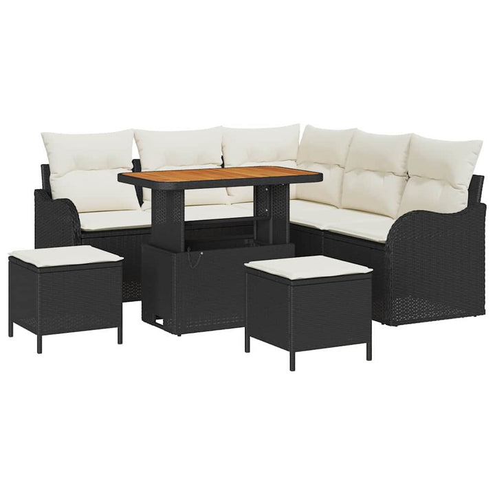 Havesofa Sæt 8 stk. Sort polyrattan