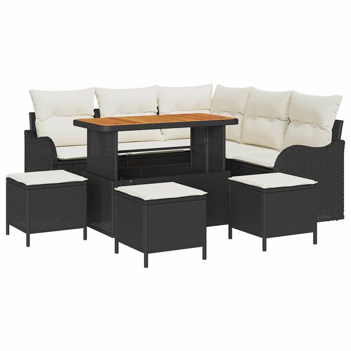 Havesofa Sæt 9 stk. Sort polyrattan