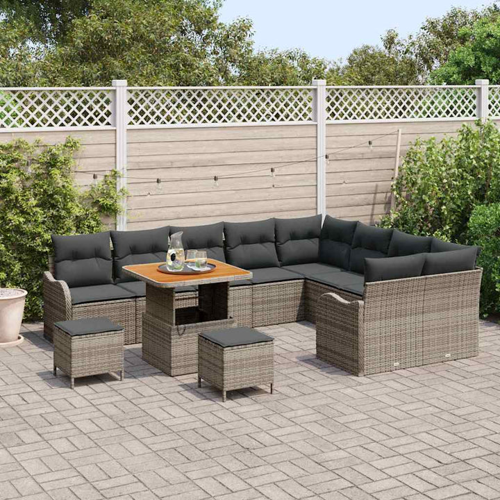 Havesofa Sæt med pude 12 pcs Grå polyrattan