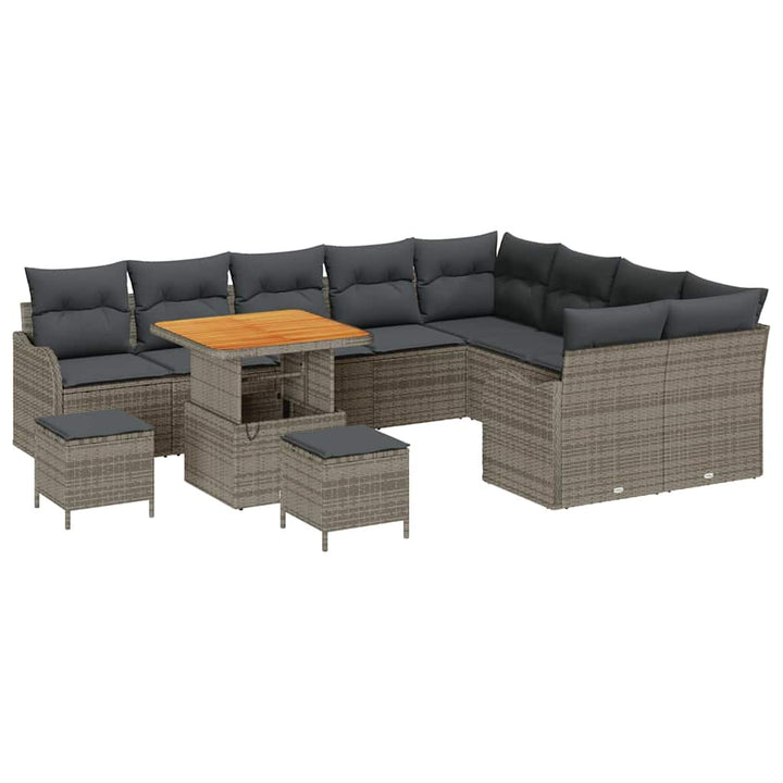 Havesofa Sæt med pude 12 pcs Grå polyrattan