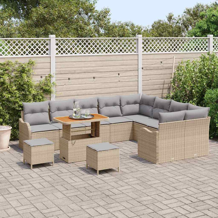 Havesofa Sæt med pude 12 pcs Beige polyrattan