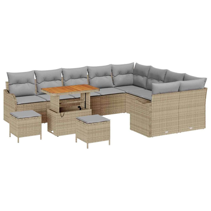 Havesofa Sæt 12 stk. Beige polyrattan