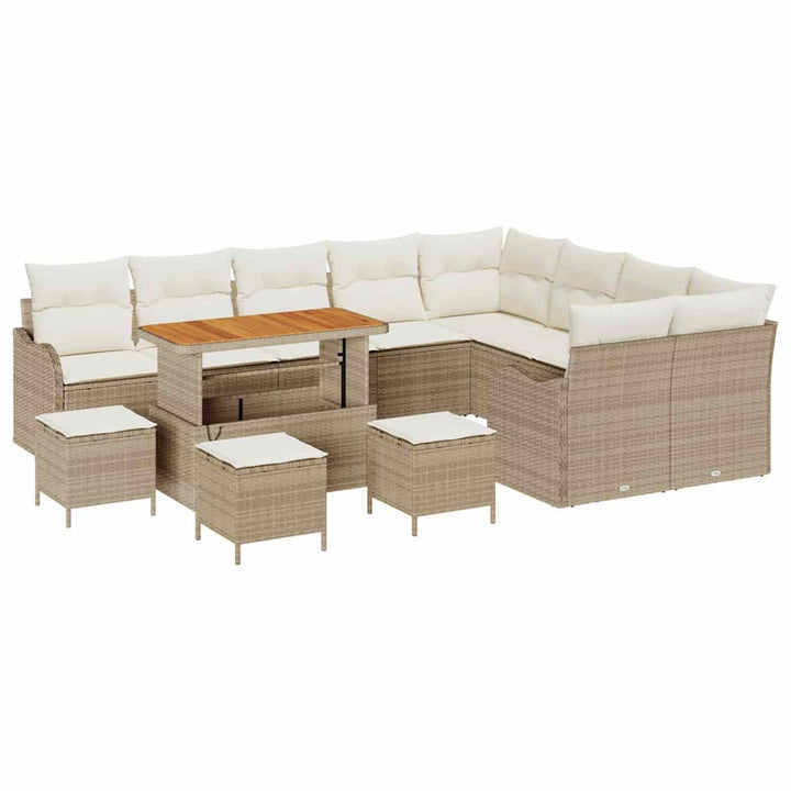 Havesofa Sæt med pude 13 pcs Beige polyrattan