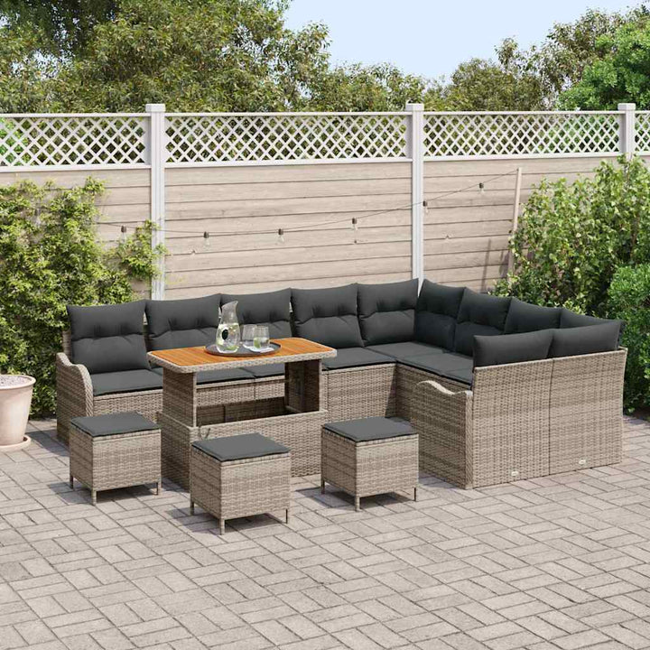 Havesofa Sæt med pude 13 pcs Grå polyrattan