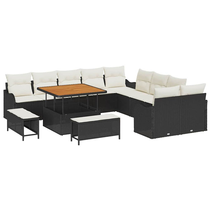 Havesofa Sæt 13 stk. Sort polyrattan