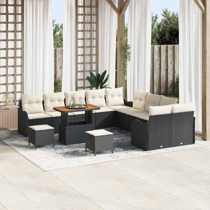 Havesofa Sæt 13 pcs Sort polyrattan