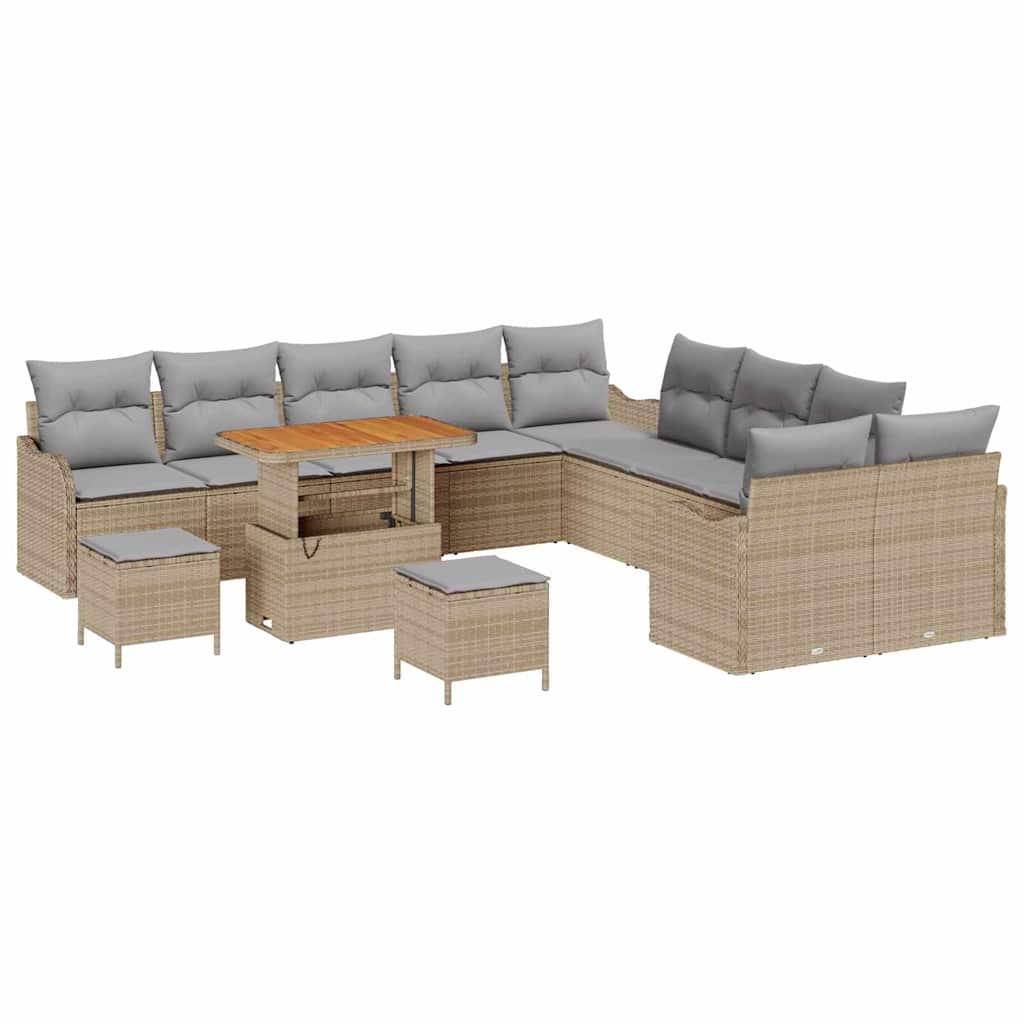 Havesofa Sæt 13 stk. Beige polyrattan