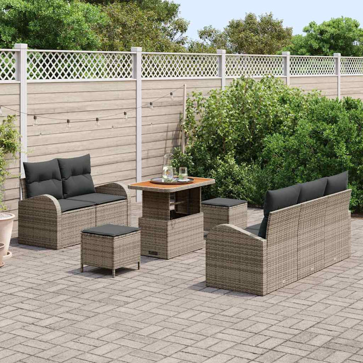 Havesofa Sæt med pude 8 pcs Grå polyrattan