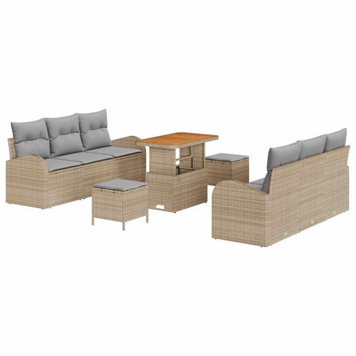 Havesofa Sæt 9 stk. Beige polyrattan