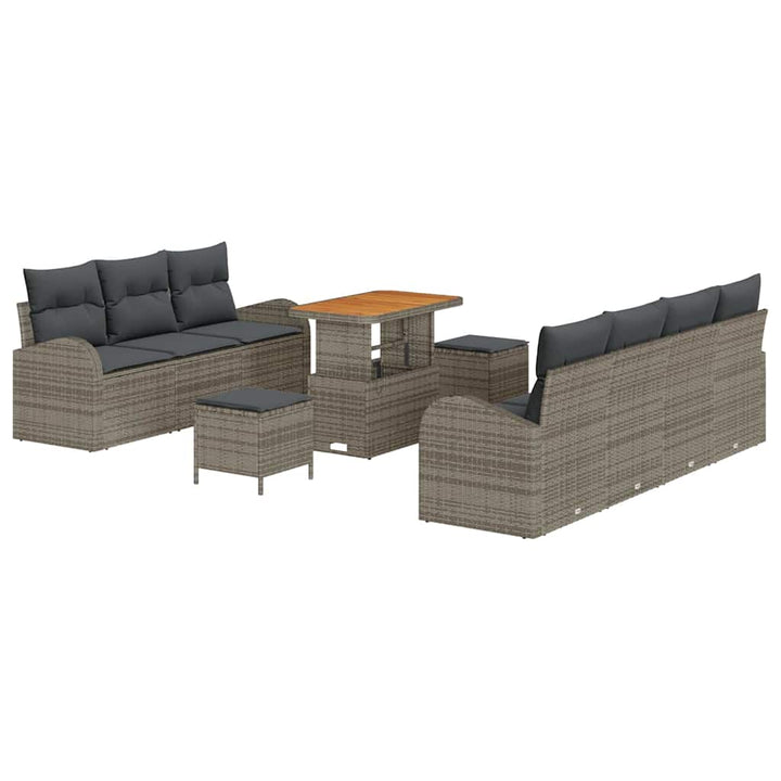 Havesofa Sæt med pude 10 pcs Grå polyrattan