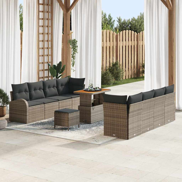 Havesofa Sæt med pude 11 pcs Grå polyrattan